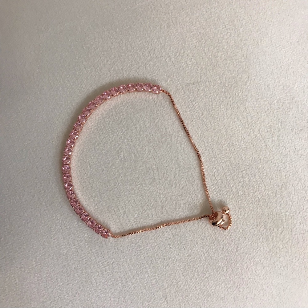 NWOT Barbicore Pink Zircon Rose Gold Tennis Bracelet - Picture 3 of 10